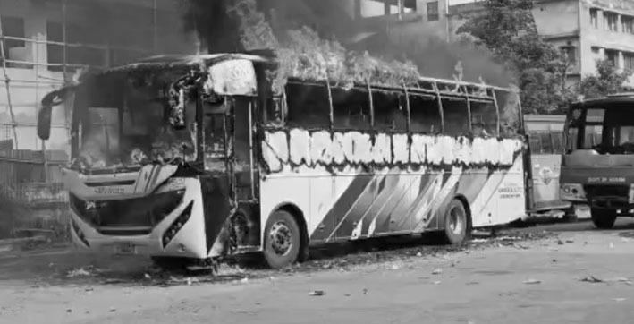 Bus Mysteriously Catches Fire at ASTC Depot in Assam’s Tinsukia