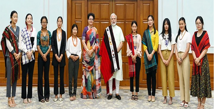 prime-minister-narendra-modi-interacts-with-women-delegation--nagal-
