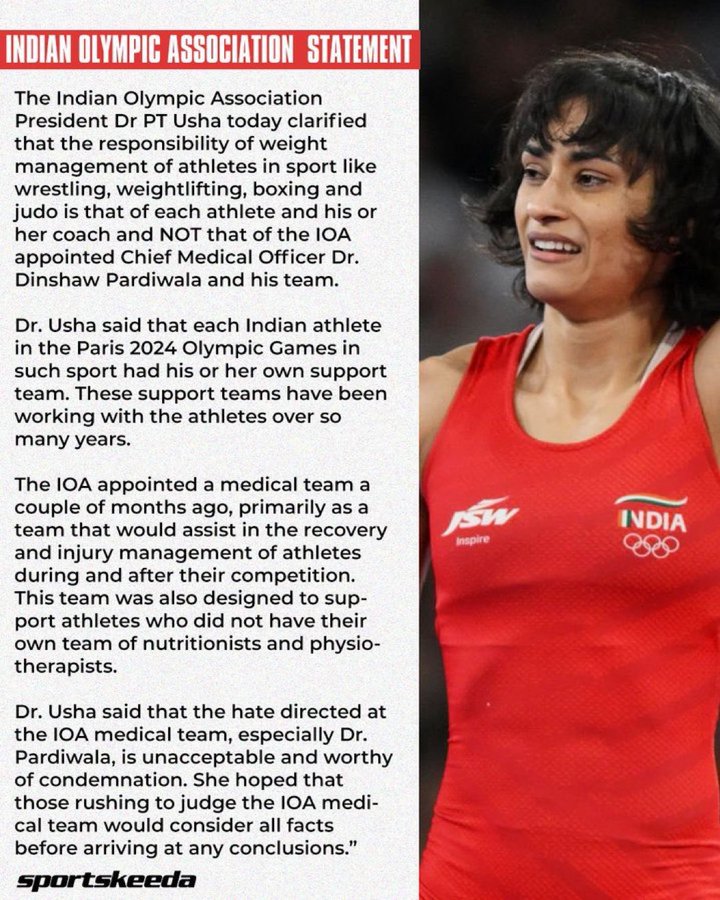 Rajya Sabha MP Priyanka Chaturvedi criticizes IOA over Vinesh Phogat’s disqualification