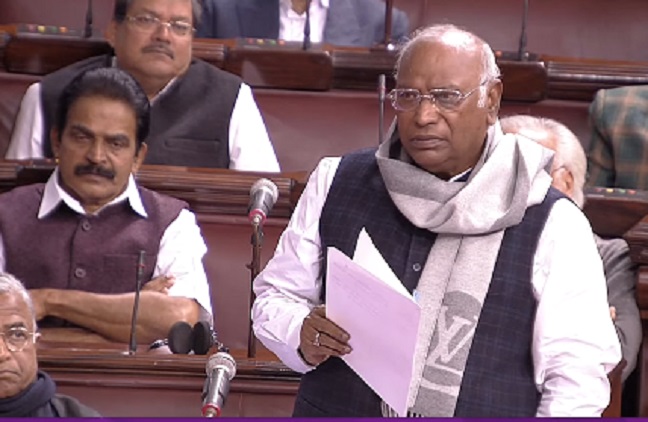 Kharge Seeks Suspension of Rajya Sabha Proceedings to Push for JPC Probe into Adani Group Allegations