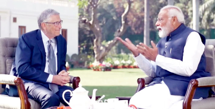 PM Modi Wears Jacket Made From Plastic Bottles during Interaction with Bill Gates