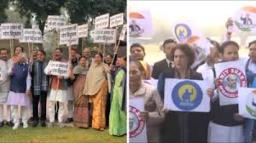 BJP and INDIA Bloc Hold Counter-Protests on Final Day of Parliament